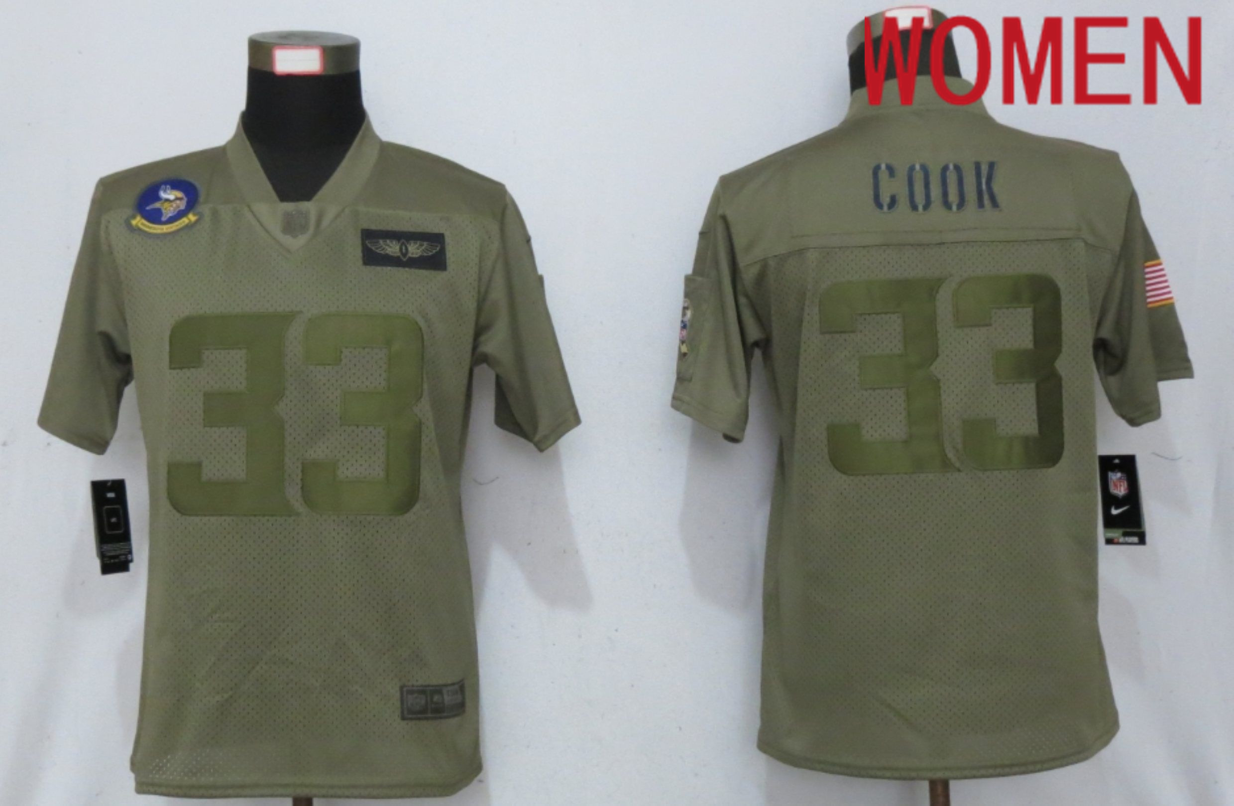 Women Minnesota Vikings #33 Cook Nike Camo 2020 Salute to Service Elite Playe NFL Jersey->women nfl jersey->Women Jersey